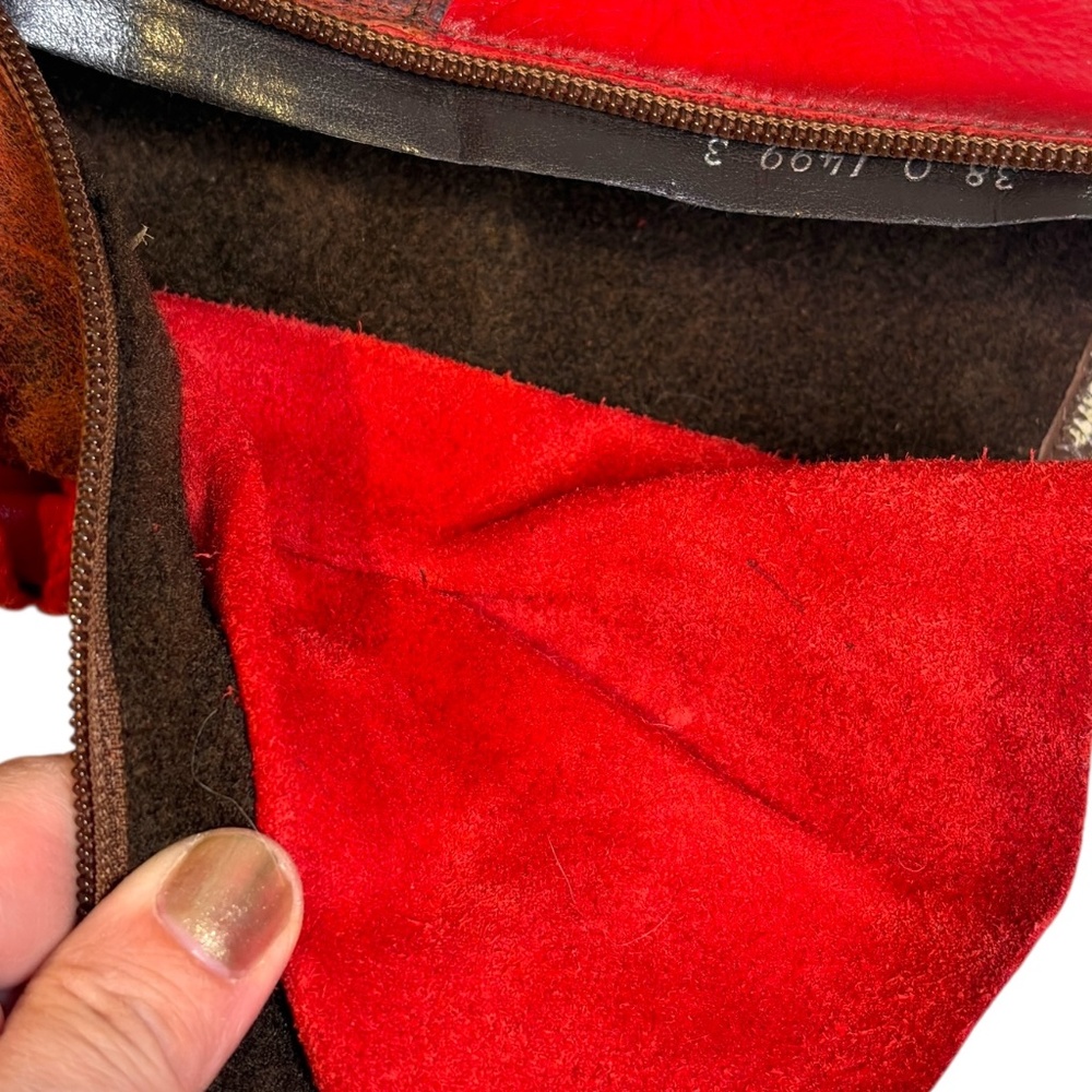 Distressed Red Leather Lace-Up Boot - Picture 9 of 12